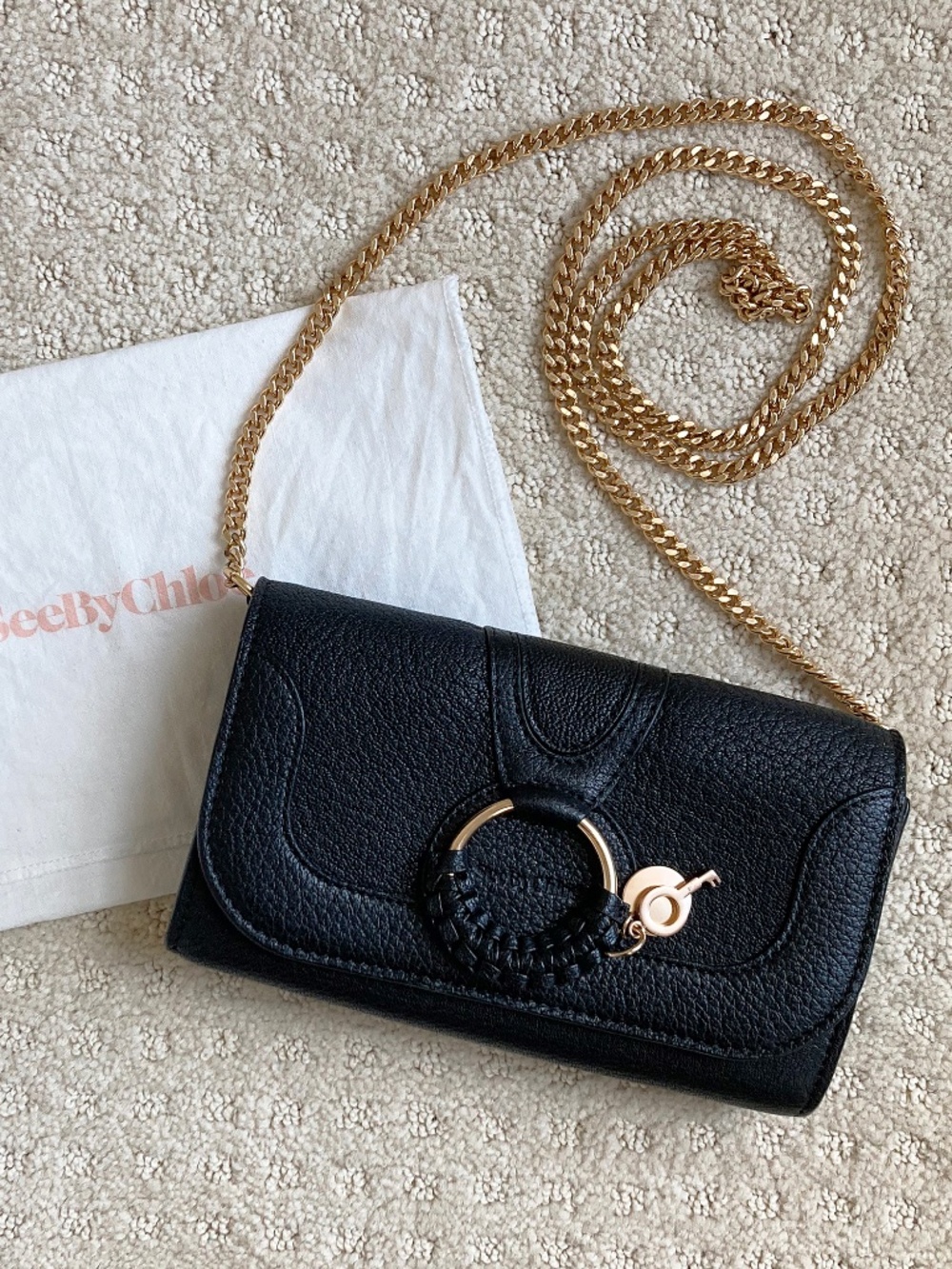 See by Chloe Black Leather Hana Wallet on Chain